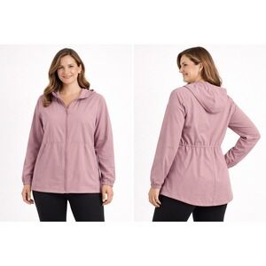 All In Motion Womens Jacket Large Pink Zip Hooded Athletic Athleisure NWT